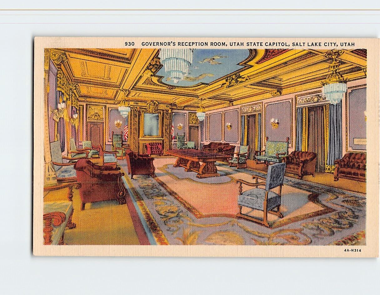 Postcard Governor\'s Reception Room Salt Lake City Utah USA