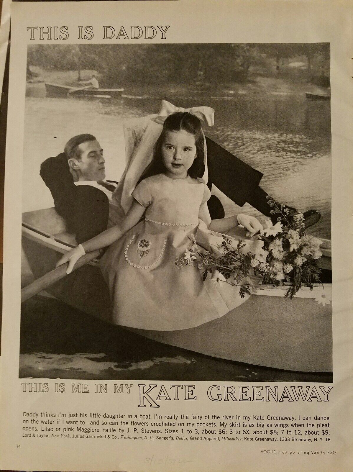 1959 Kate Greenaway girls clothing Daddy rowboat fashion Ad