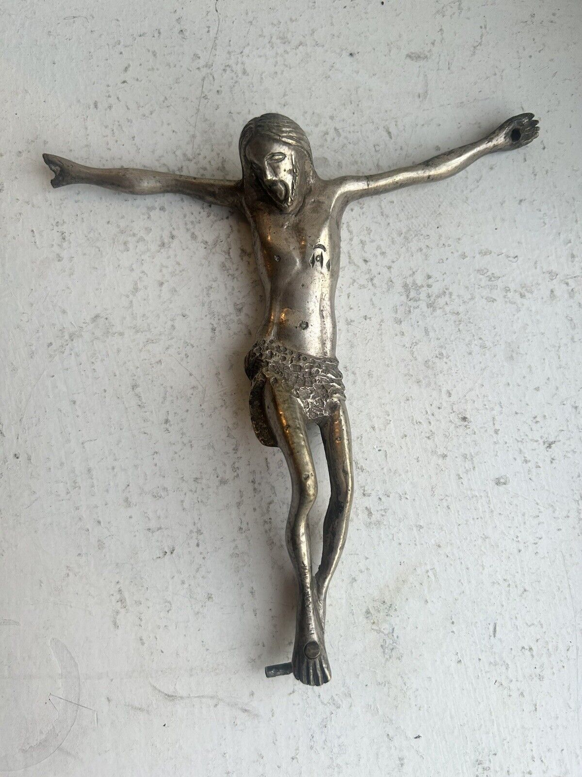 Antique Bronze Christ On The Cross Crucifix Very Old Found In Granada Spain