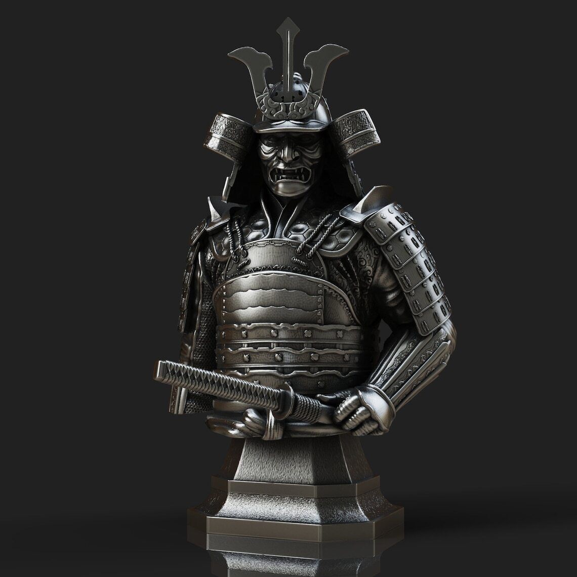 Samurai Bust | Resin Statue | 3D Printed | UNPAINTED