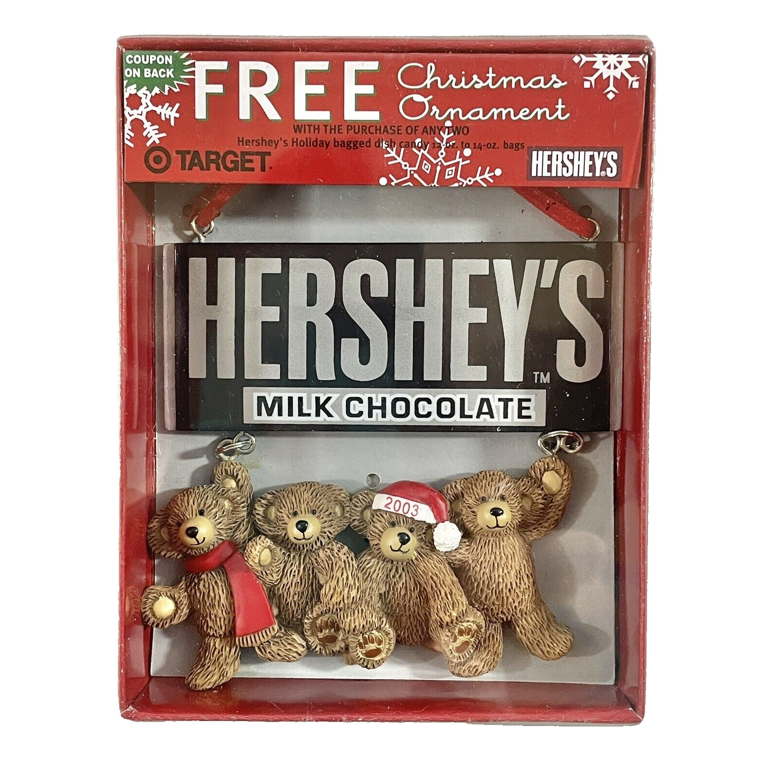 Hersheys Milk Chocolate Bar Christmas Ornament 2003 Teddy Bears Target Special
