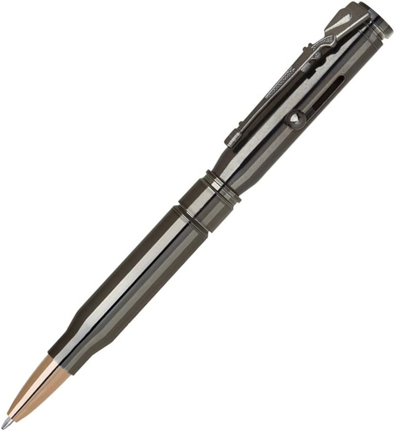Brass Bullet Shaped Ballpoint Pen with Rifle Design Clip