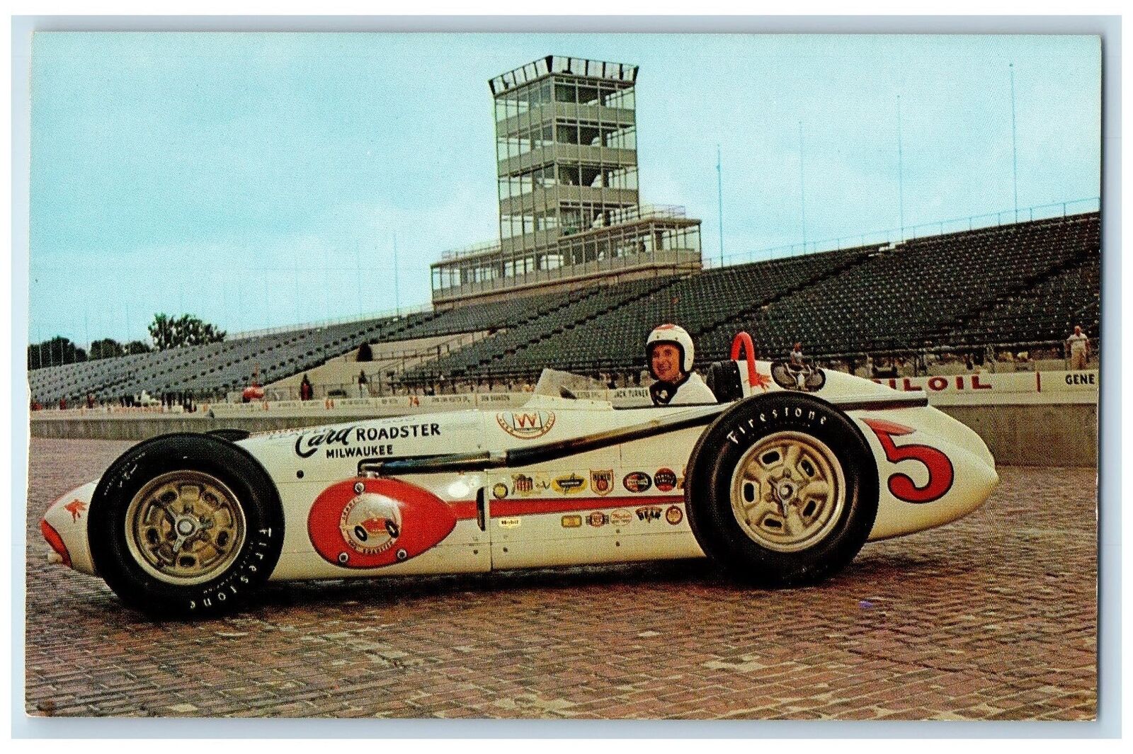 1959 Champion Rodger Ward 500 Mile Car Motor Race Trail Indianapolis IN Postcard