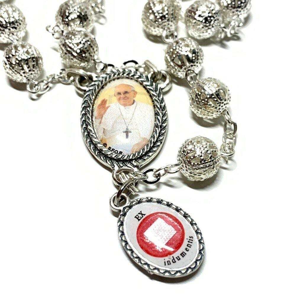 Dedicated To Pope Francis & St. John Paul II - Filigree Rosary Blessed By Pope