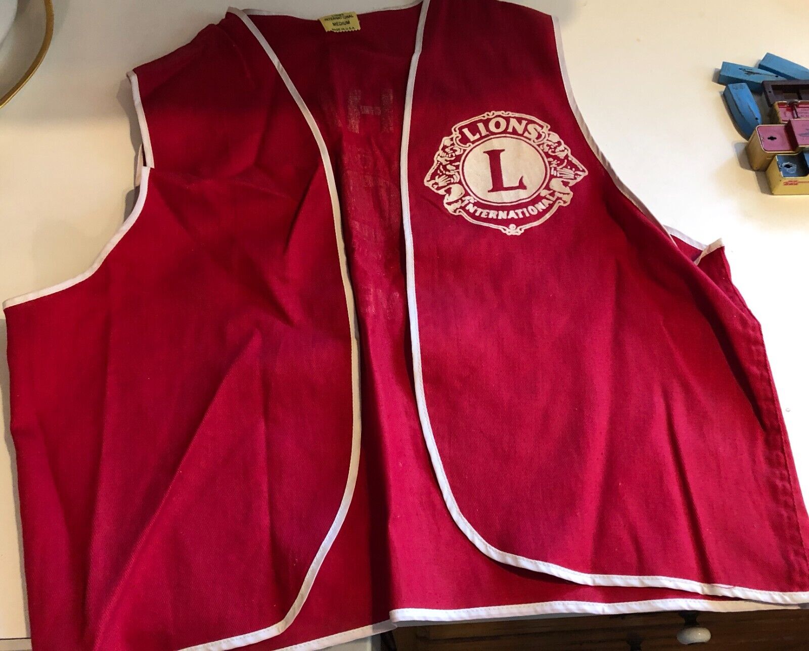 Vintage Lions Club International Red White Ohio Buckeye Vest