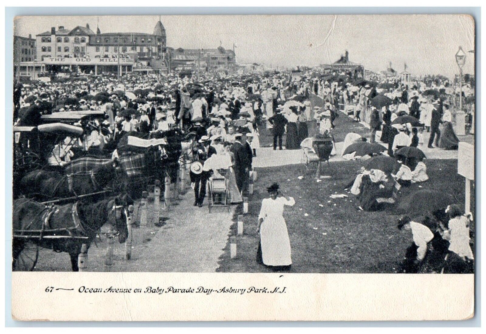 c1910's Ocean Avenue On Baby Parade Day Asbury Park New Jersey NJ Postcard