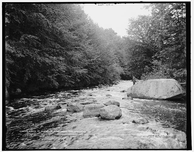 Rapids at Bartlett\'s carry, Round Lake, Adirondack Mountains c1900 OLD PHOTO
