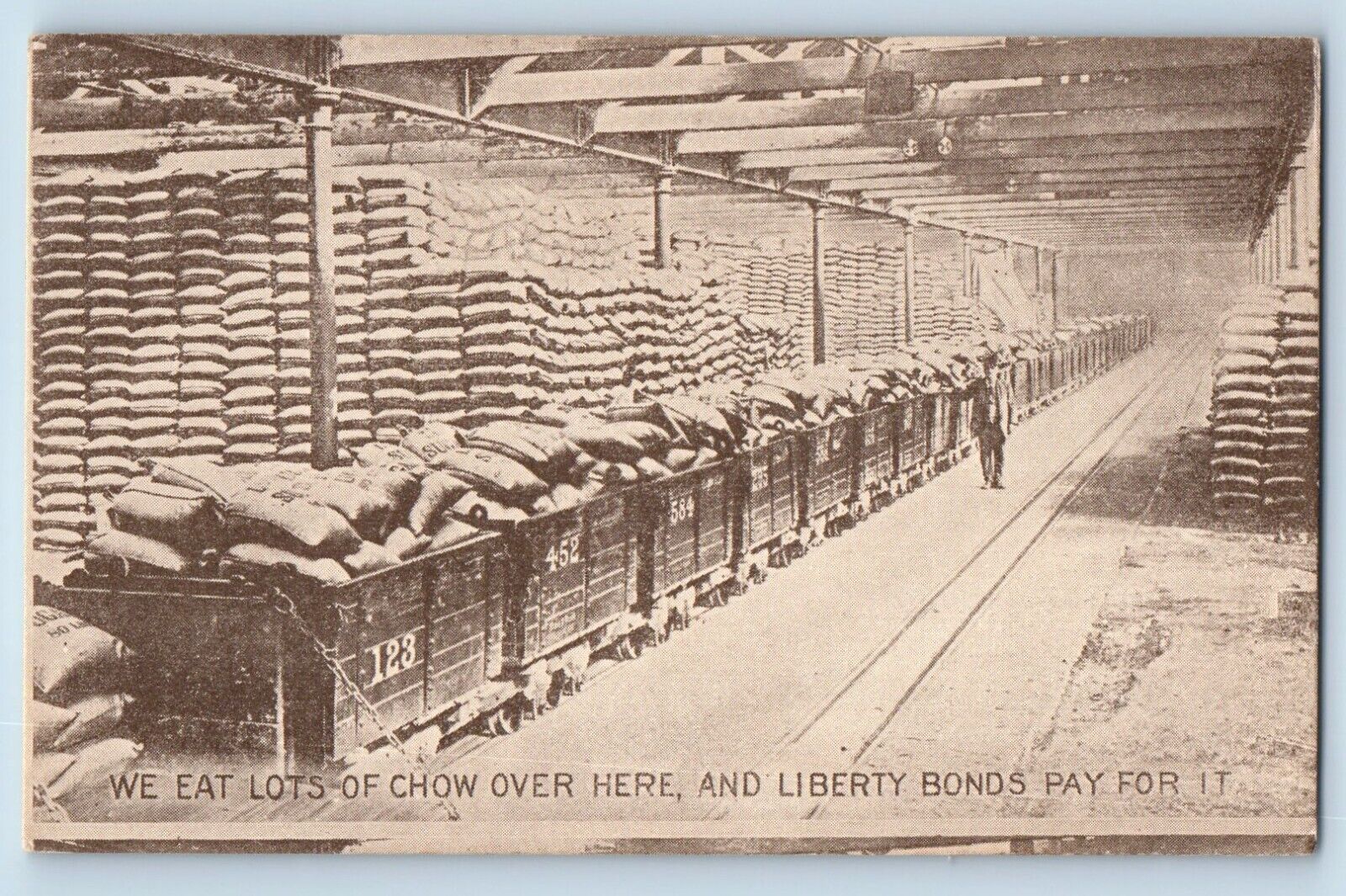 WWII Postcard Bolster The Line With Liberty Bonds Interior Soldier Mail Vintage