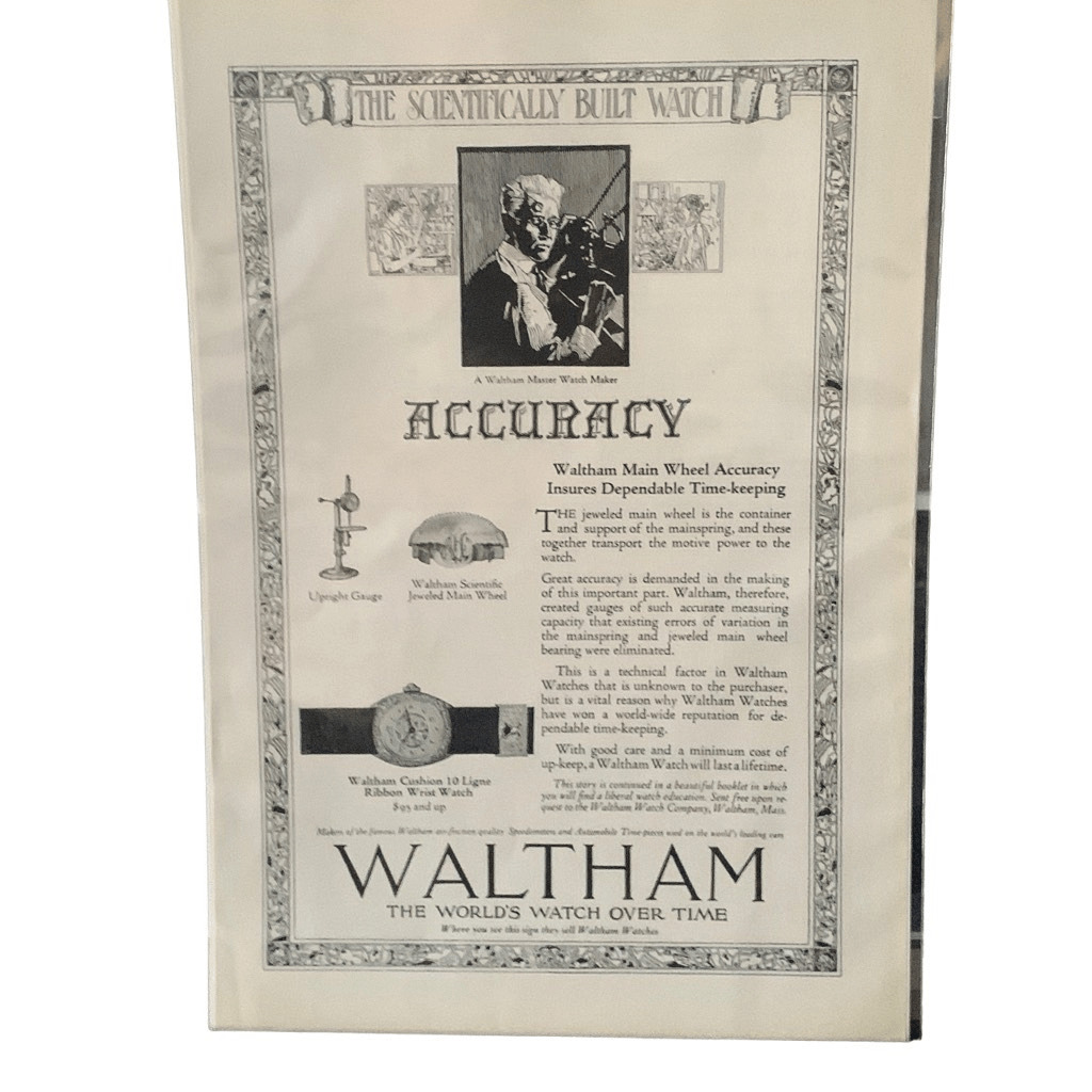 Vintage 1921 Waltham Watch The Scientifically Built Watch Ad Advertisement