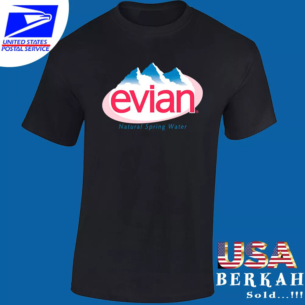 HOT Evian Bottled Water Logo Retro VintageUnisex T-shirt S-5XL