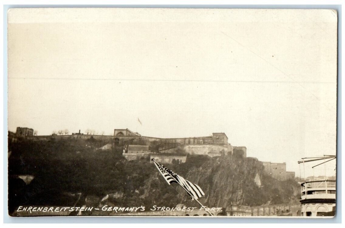 c1910 Ehrenbreitstein Fortress View Koblenz Germany RPPC Photo Unposted Postcard