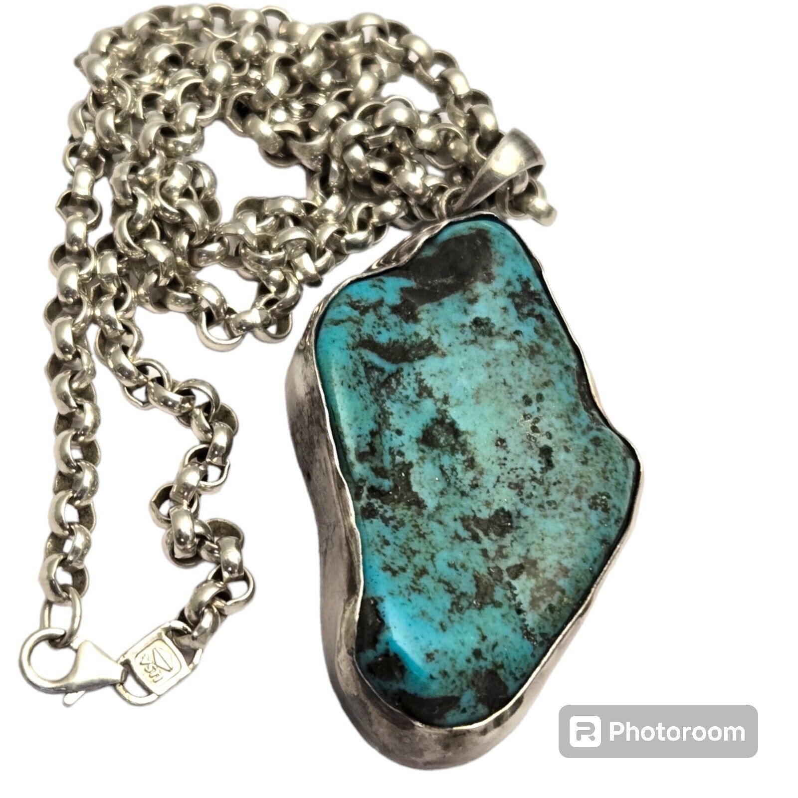 JAW-DROPPING VINTAGE NAVAJO BLUE GEM TURQUOISE STERLING SILVER Necklace 