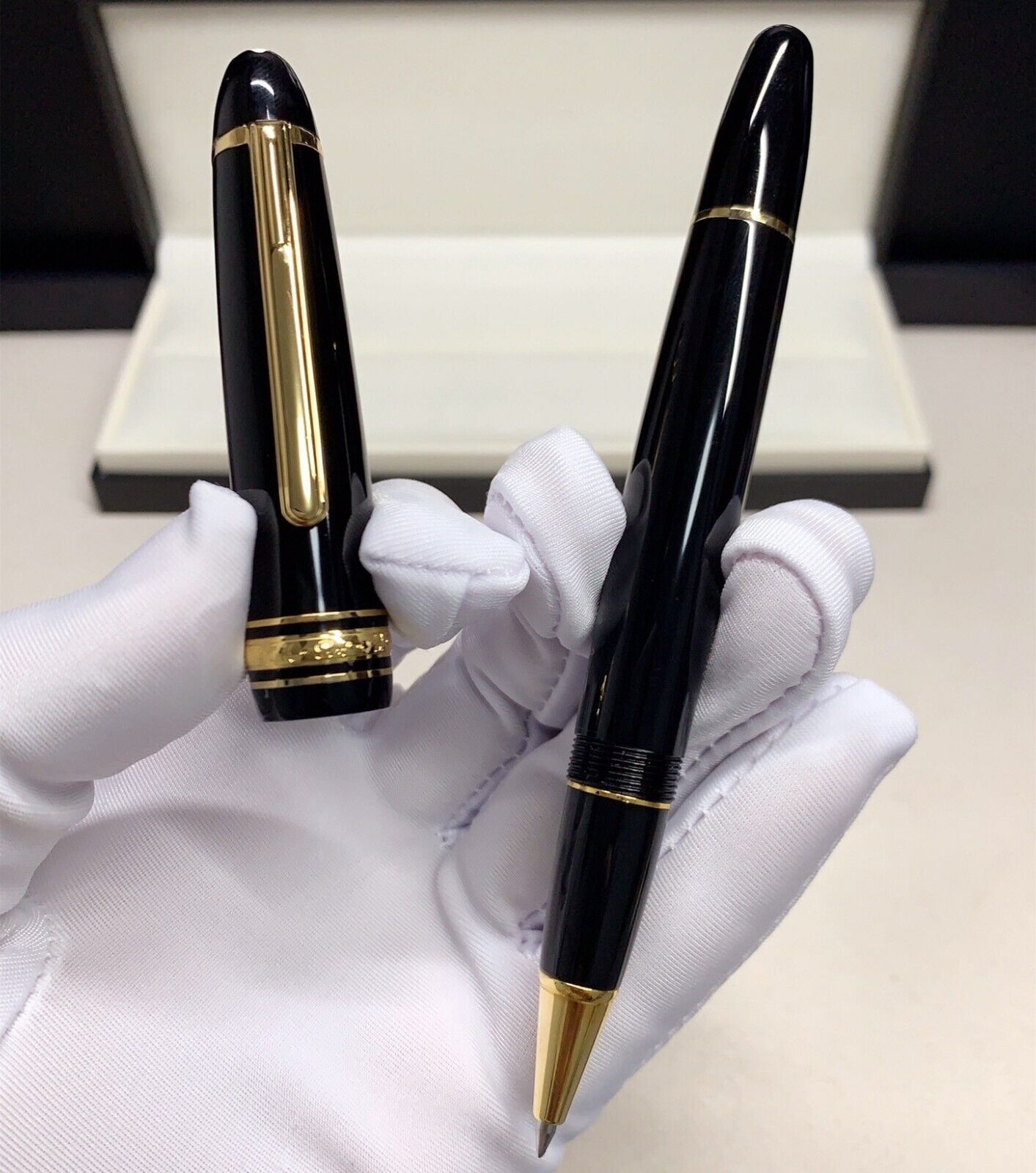 Luxury MB149 Resin Series Bright Black+Gold Clip 0.7mm nib Rollerball Pen No Box