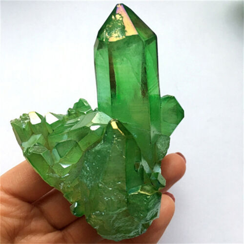 1x Natural Green Crystal Cluster Quartz Crystal Gem Stone Healing Mineral Reiki