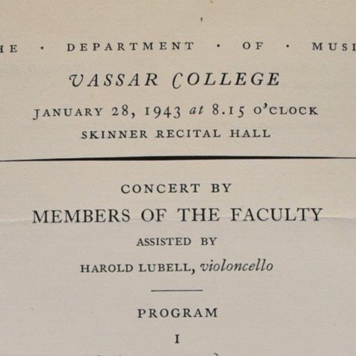 Vintage 1943 Members Of Faculty Concert Harold Lubell Vassar College Program