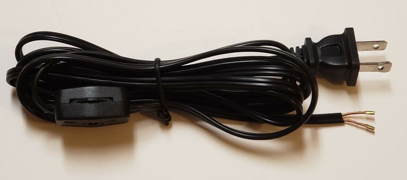 8' BLACK PLASTIC COVERED LAMP CORD SET WITH LINE SWITCH SPT-1 46754JB