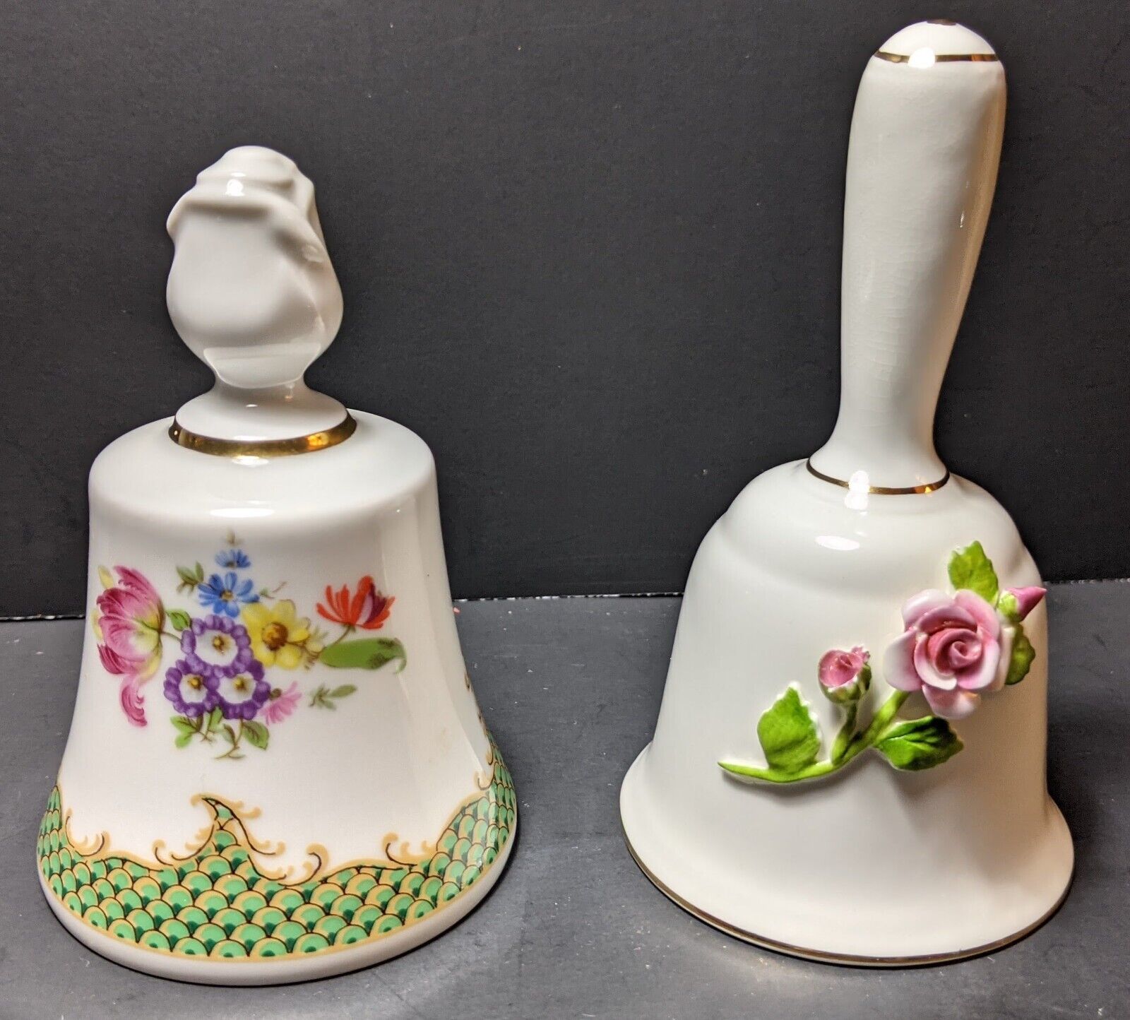 Vintage Bareuther Waldsassen Bavaria Porcelain & Healacraft Bone China Bells 4\