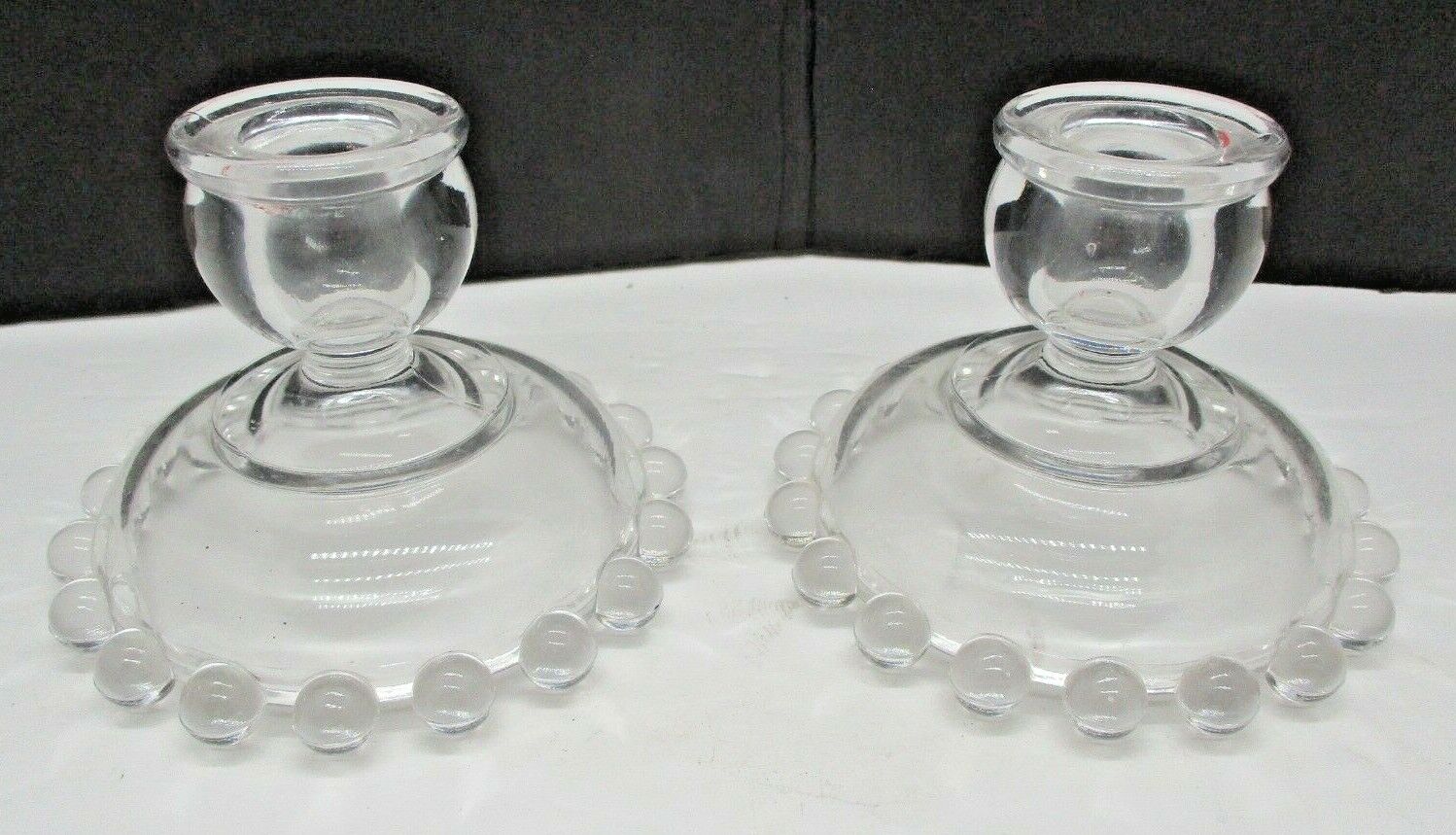 Pair of Vintage Glass Candle Holders Imperial Glass Company Candlewick