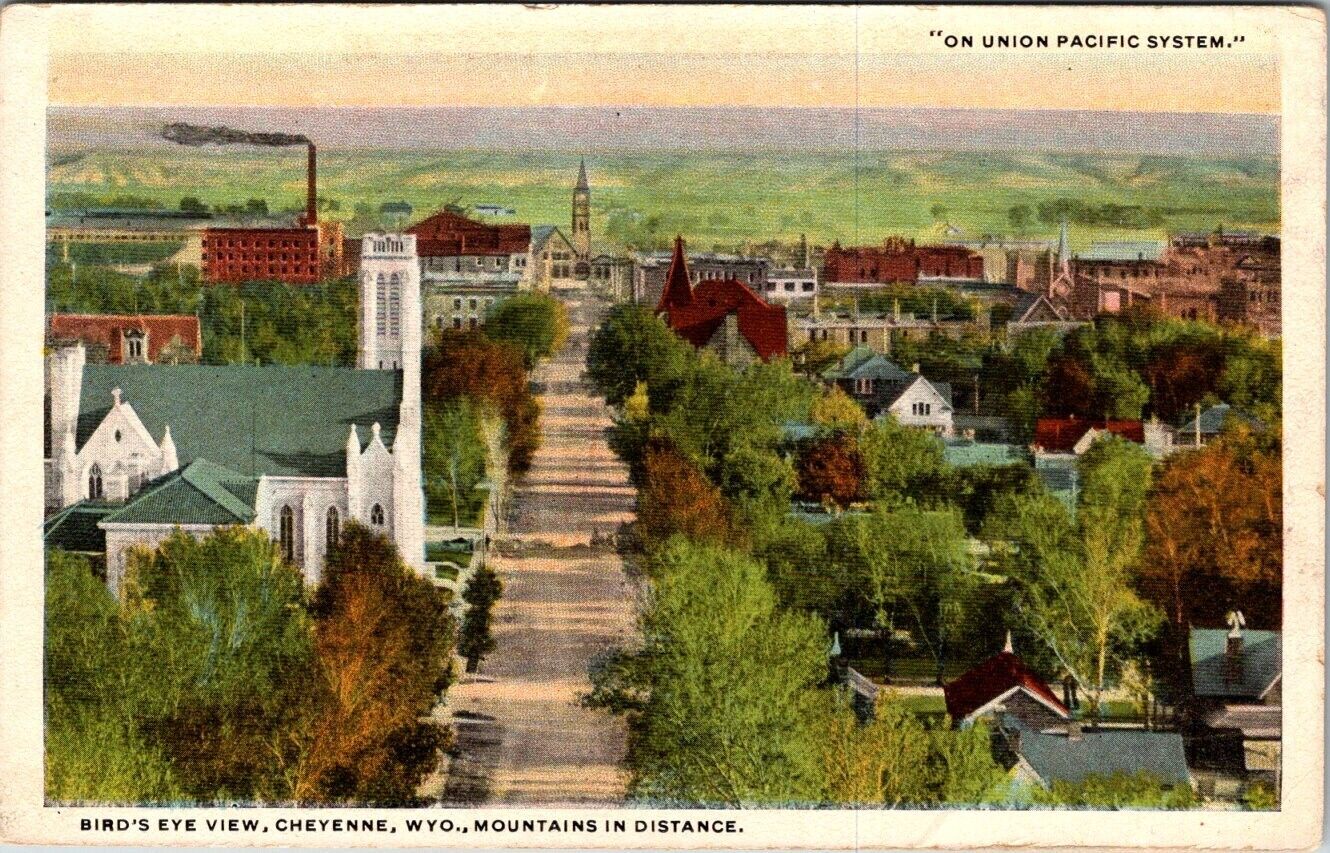 Post Card  Cheyenne Wyoming Birds Eye View On Union Pacific System 1907-1917