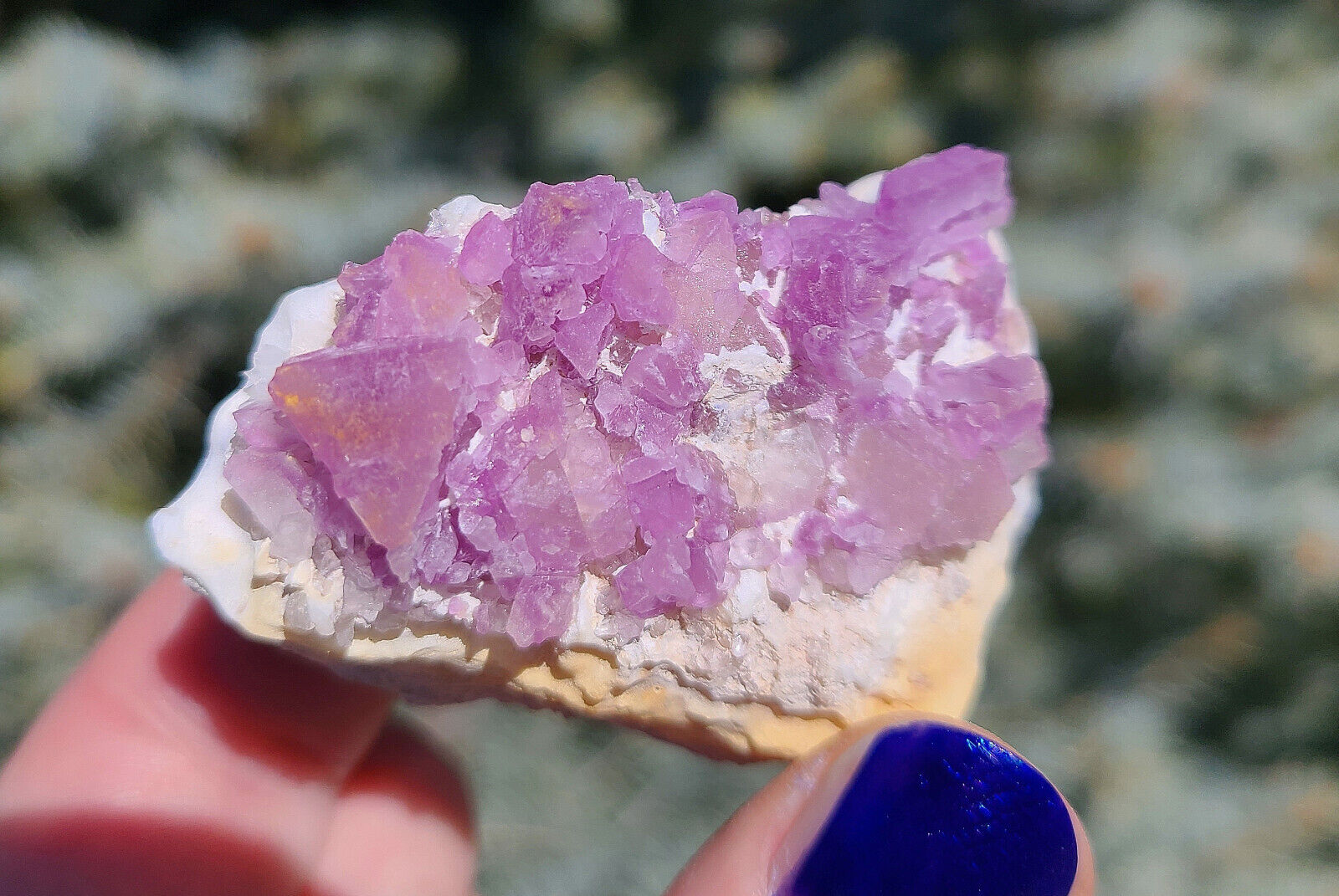 Octahedral  Purplish Pink Fluorite Crystals On Matrix From Mexico 6.3 Cm\'s