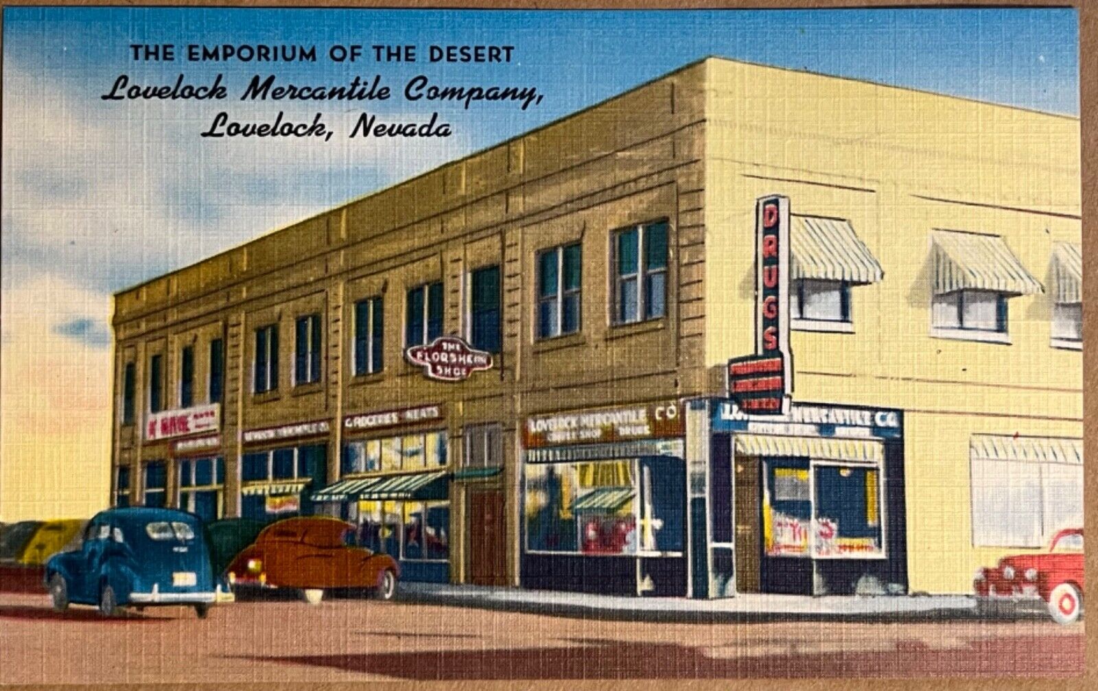 Lovelock Nevada Mercantile Company Drug Shoe Store Postcard c1930