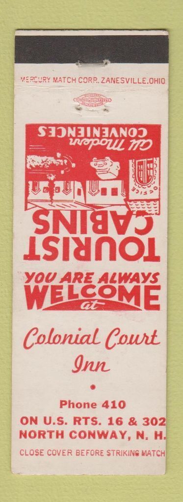 Matchbook Cover - Colonial Court Inn North Conway NH