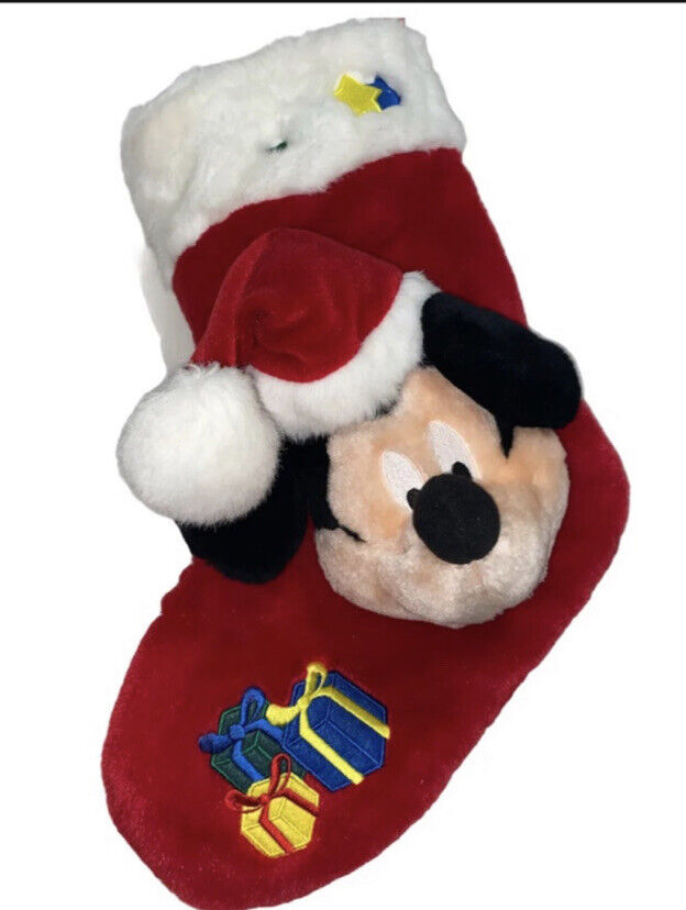 Disney Store & Parks~VINTAGE 1999 Mickey~Singing Stocking ChristmasPlush 3D