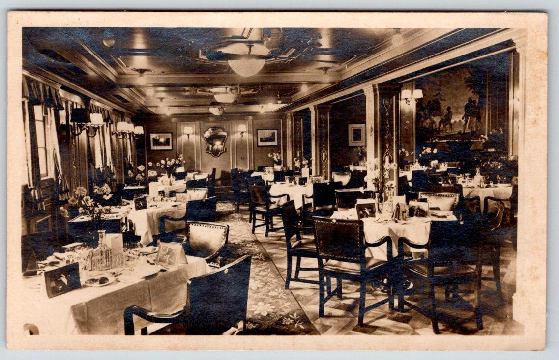 1928 RPPC DINING ROOM INTERIOR PASSENGER SHIP STEAMER NORDDEUTSCHER LLOYD