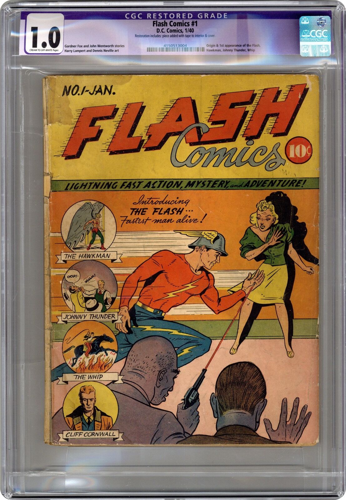 Flash Comics #1 CGC 1.0 RESTORED 1940 4150513004