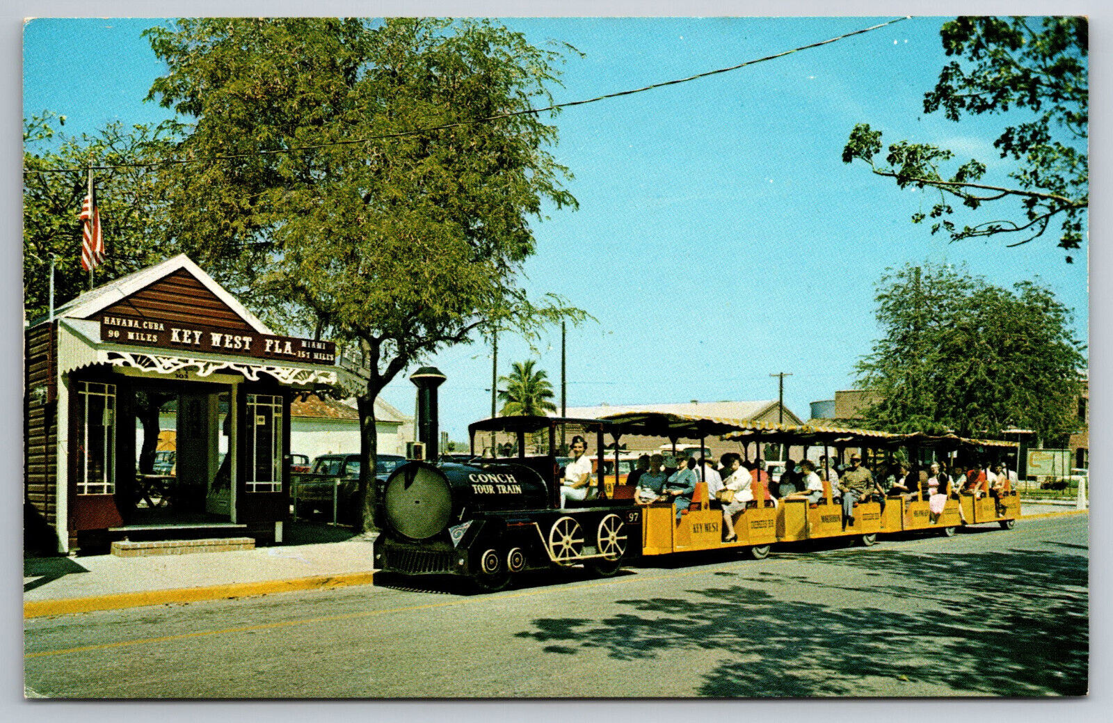 Vintage Postcard FL Key West Depot Conch Tour Train -6380