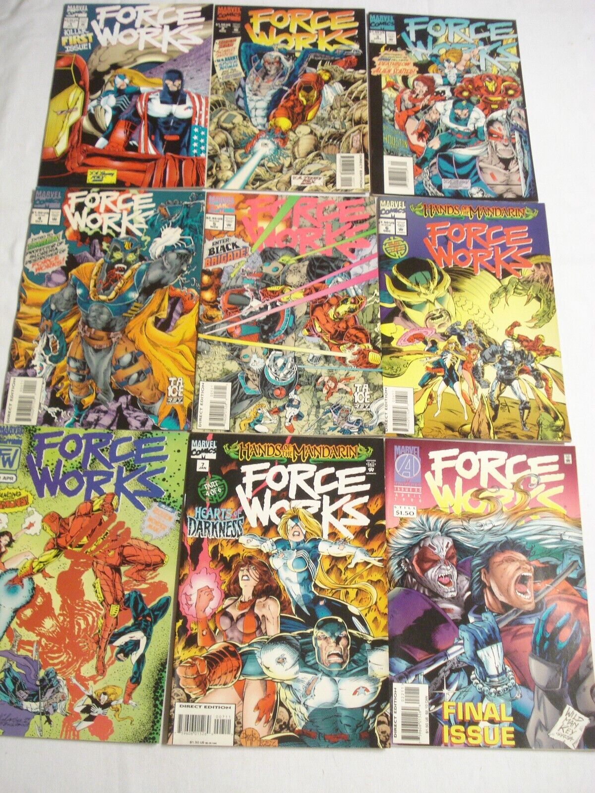 9 Force Works Marvel Comics #1, #2, #3, #4, #5, #6, #7, #10, #22 Fine