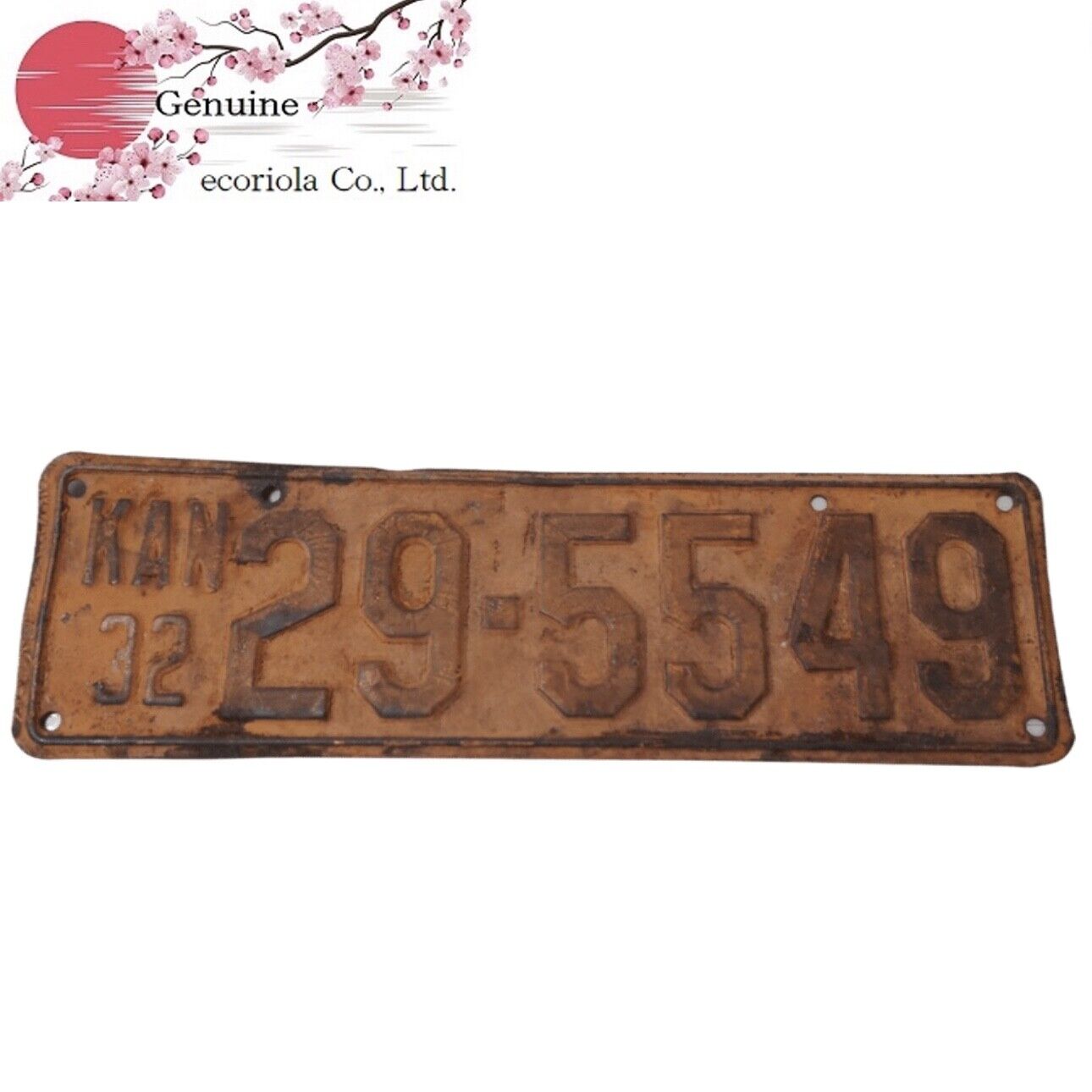 American License Plate 29-5549 Vintage 32 Kansas Antique Collection from Japan