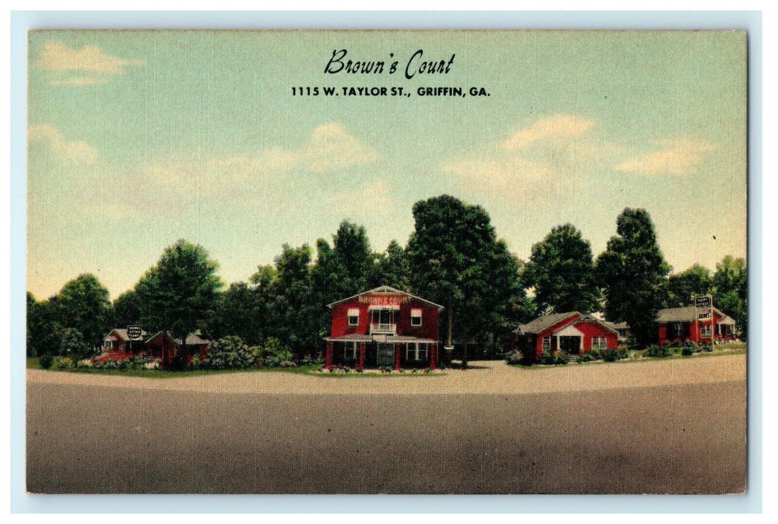 c1910 Brown\'s Court 1115 W. Taylor St. Griffin Georgia GA Vintage Postcard