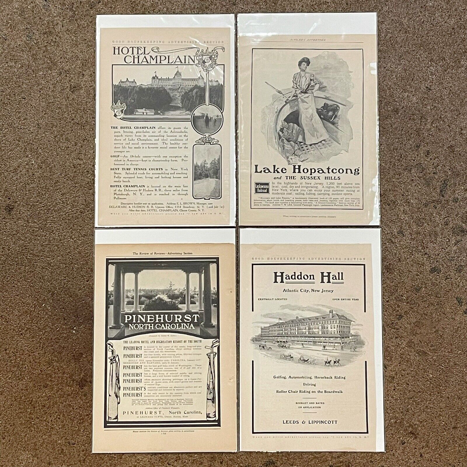 1903-1906 Good Housekeeping Advertisements Pinehurst Haddon Hall Lake Hopatcong