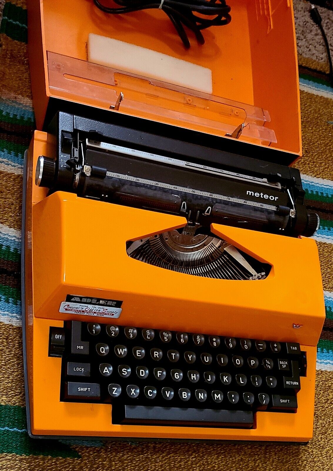 Vintage Orange Adler Meteor German Made Electric Typewriter with Case Works