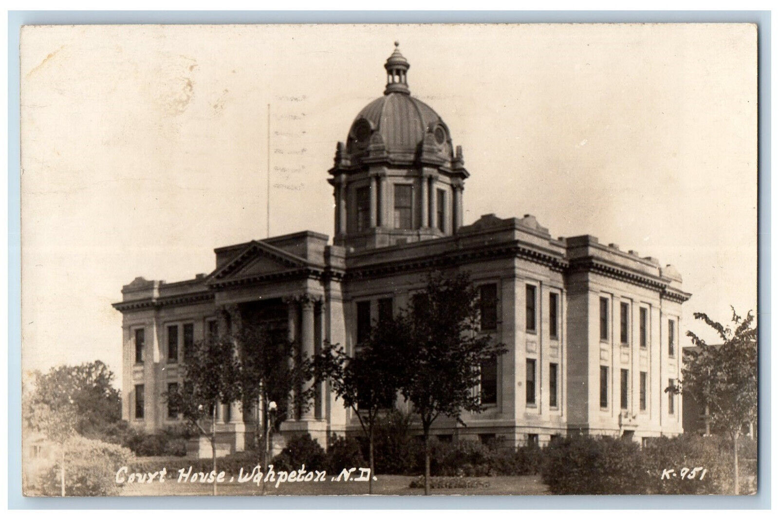 Wahpeton North Dakota ND Postcard Building of Court House 1928 RPPC Photo