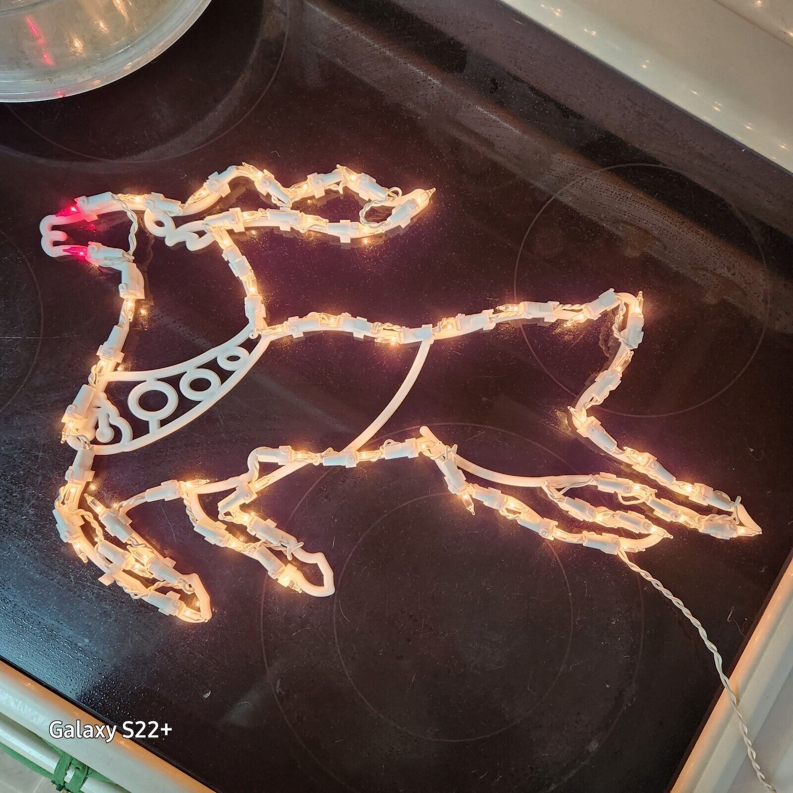 Vintage Plastic Christmas Reindeer Window Light Rudolph 20\