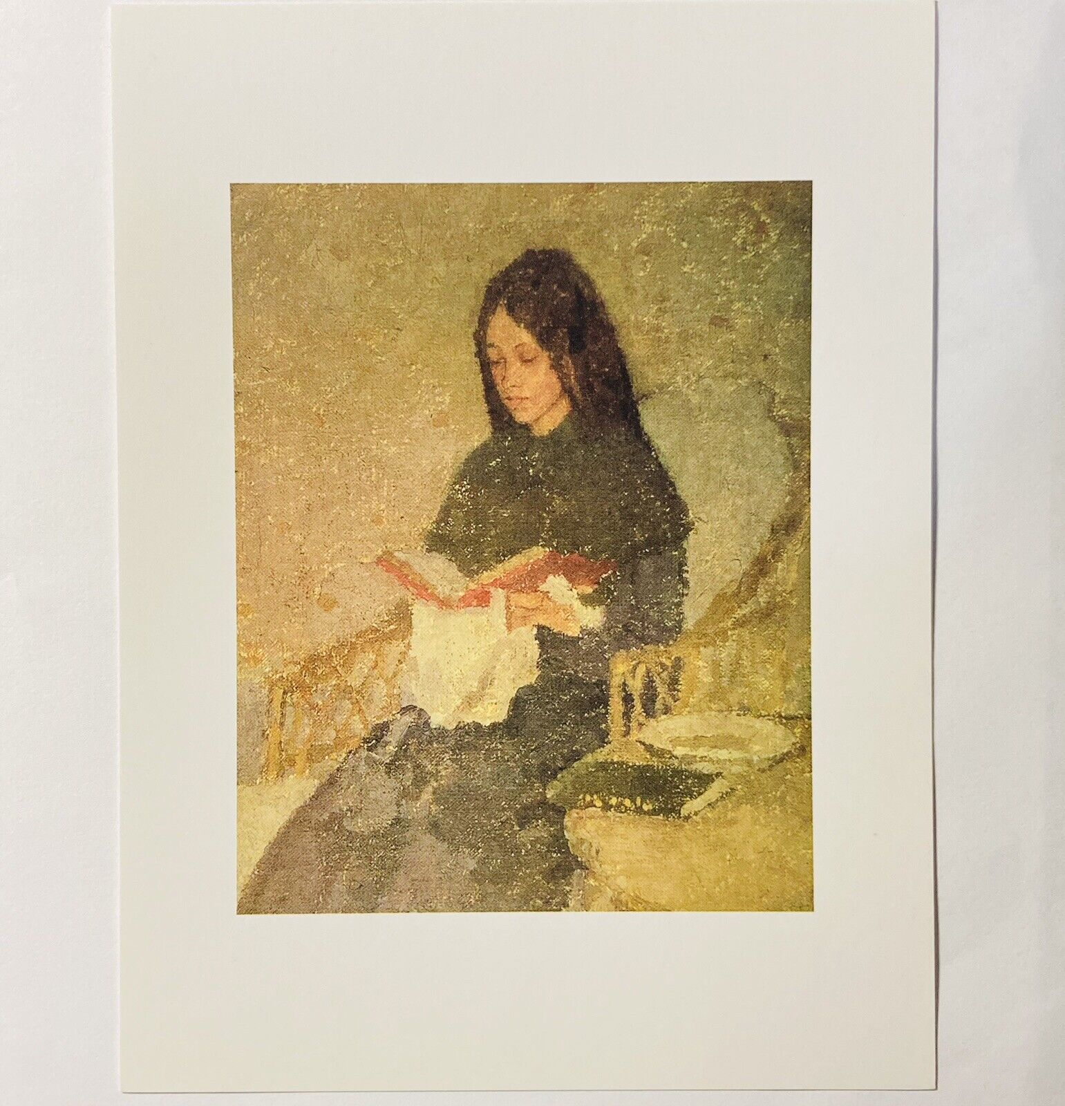 Vintage Phaidon Press Postcard “The Precious Book” Gwen John Portrait Girl P2
