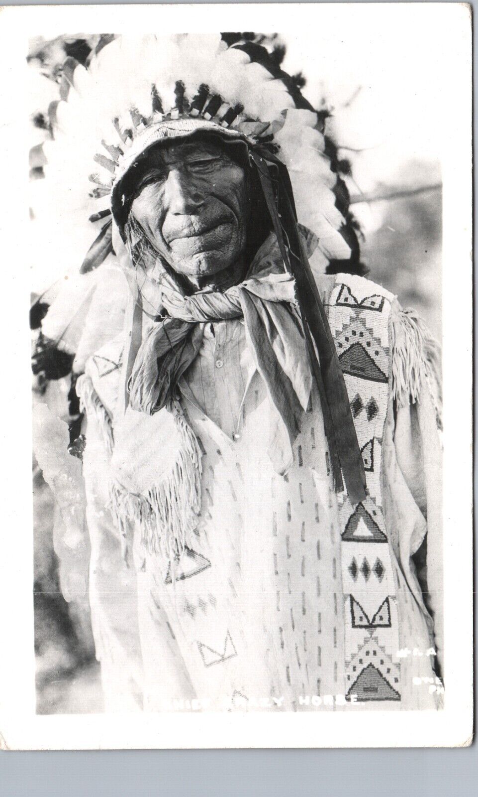 CRAZY HORSE real photo postcard rppc native american indian tribe sd chief