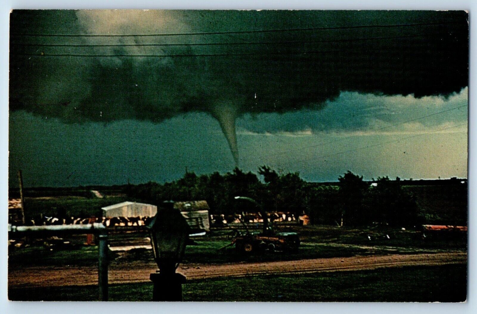 Lyons Kansas Postcard Tornadic Sky Disaster Cyclone  Tornado Seldom 1960 Vintage