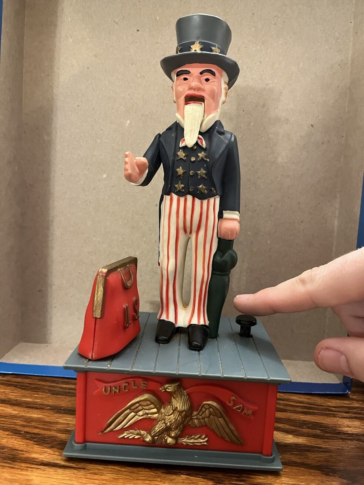 Vintage Uncle Sam Piggy Bank With Functional Mechanical Arm