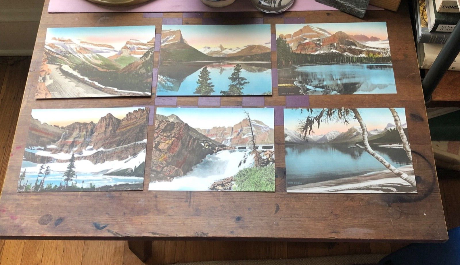 Lot of 6 Beautiful Vintage Tinted Print/Postcards of U.S. National Parks (6x8in)