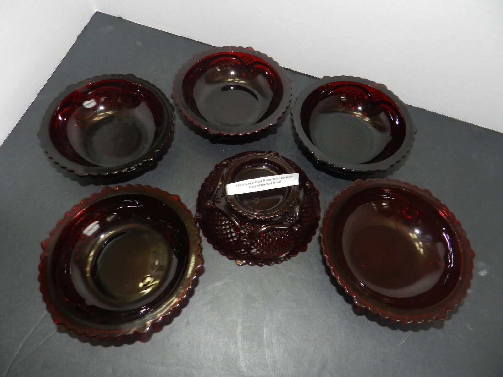 Vtg - Avon 1876 Cape Cod Ruby Red Collection Dessert Bowls (set of 6)