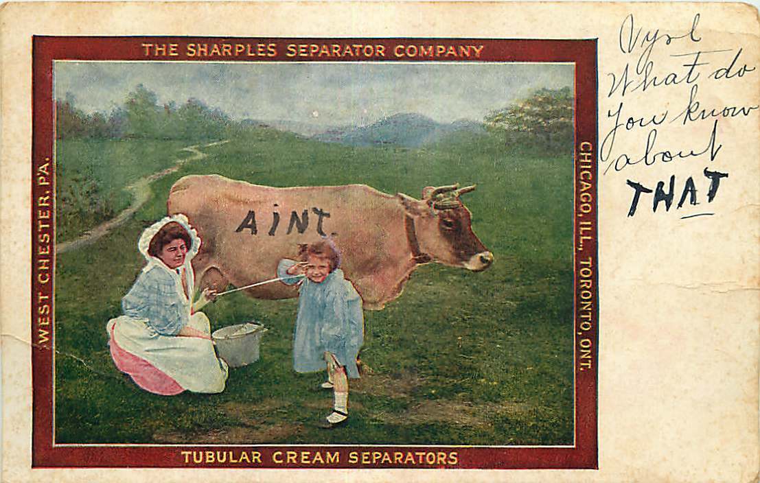 Advertising Postcard Sharples Cream Separator, West Chester, Virginia, Chicago