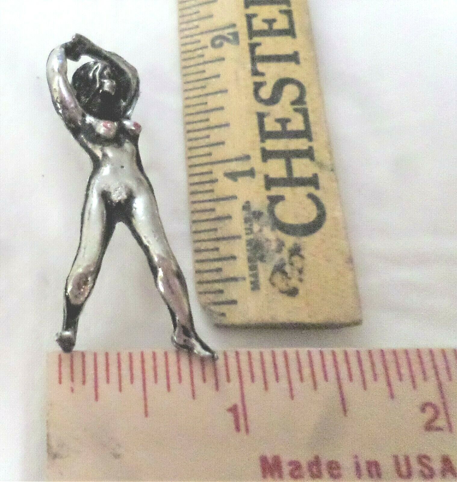 naked girl pin vintage collectible old biker vest lady woman chick pinback