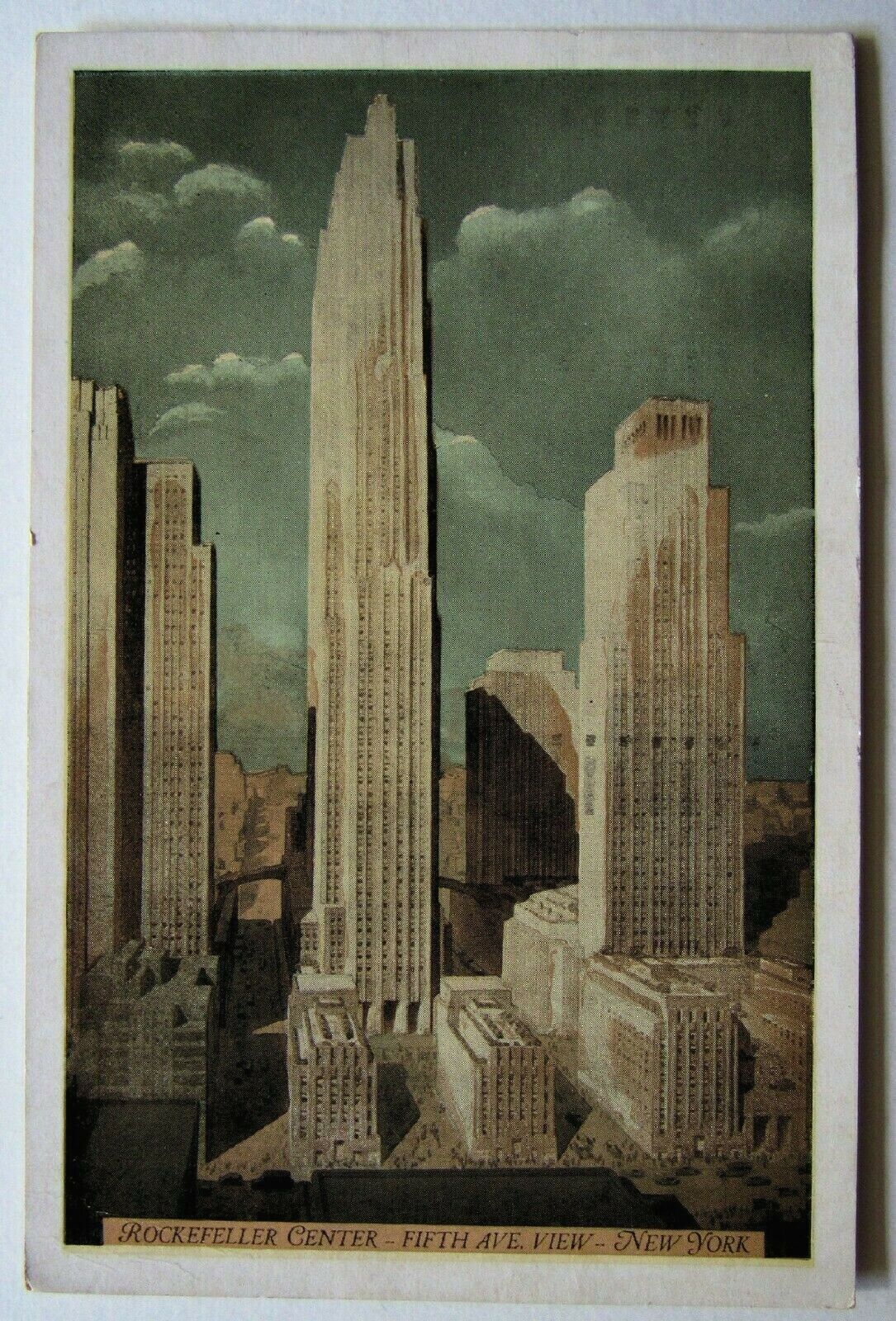 New York City Rockefeller Center Fifth Ave. View New York Postcard 1934