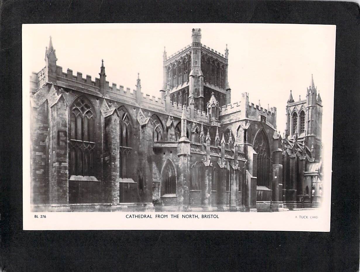 C0874 UK Bristol Cathedral from the North Tucks c1953 vintage postcard