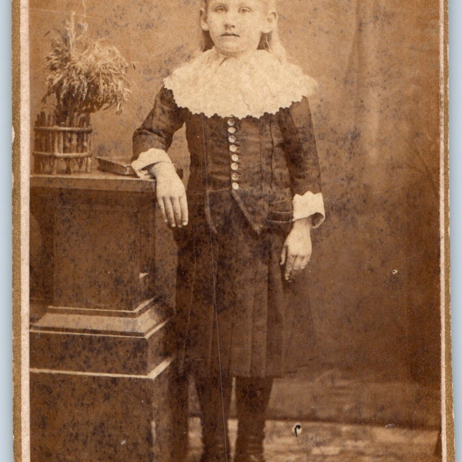 c1870s Cute LIttle Girl Standing CdV Photo Card Antique Unique H17