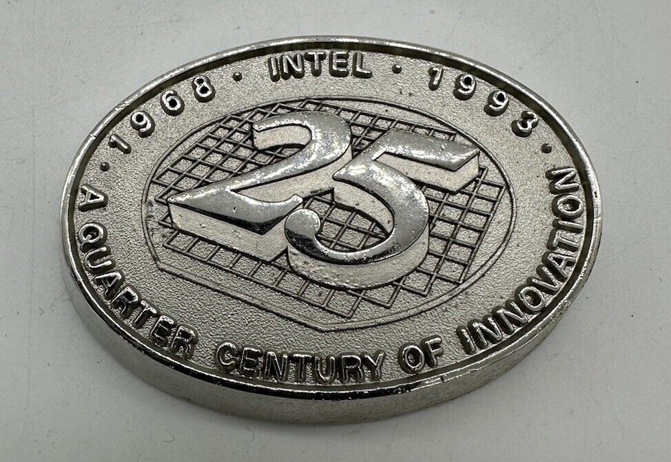 Vintage Intel Paperweight Paper Weight 25 years of innovation rare 1968-1993