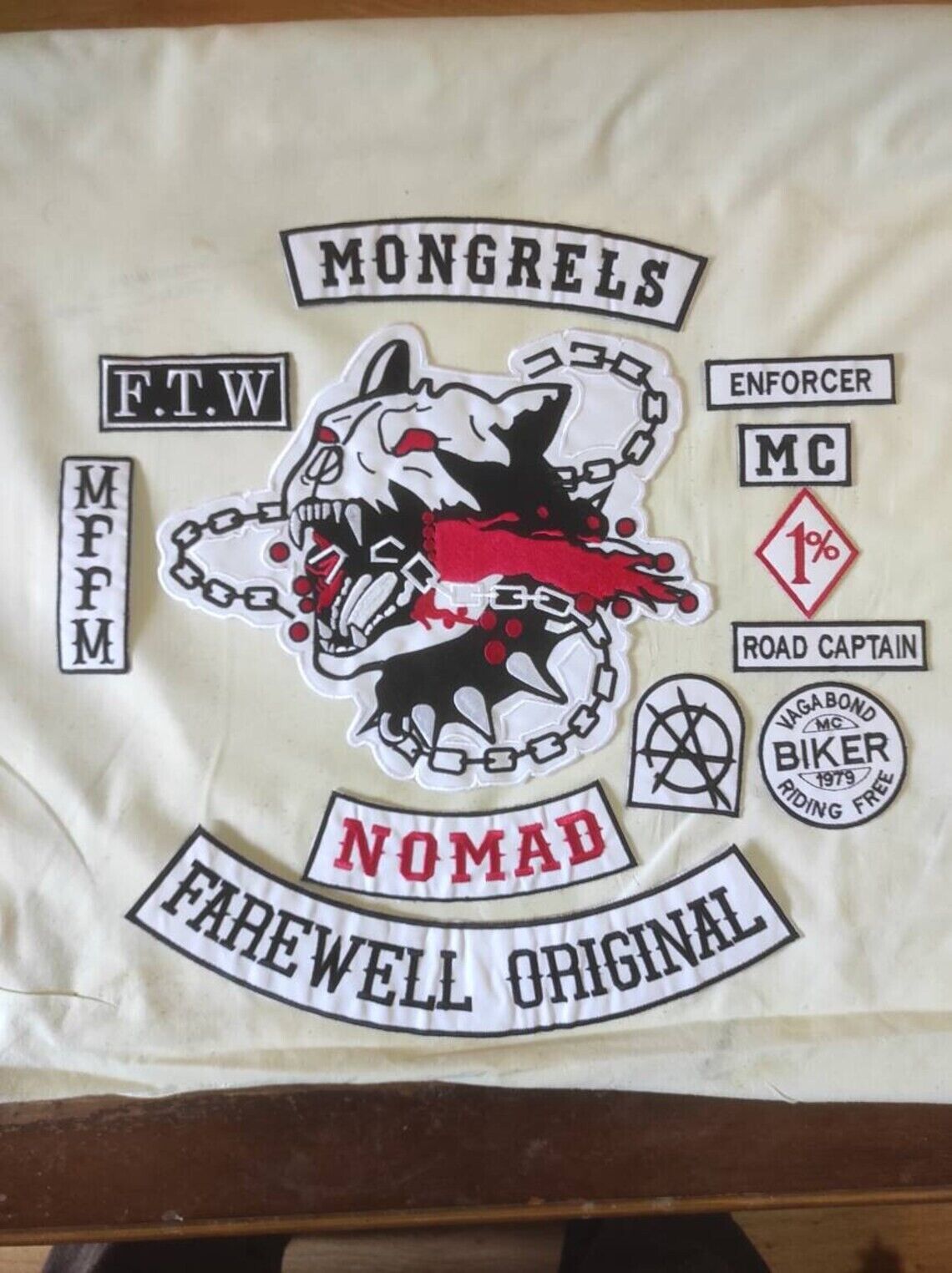 LARGE backing mongrels dogs FAREWELL ORIGINAL Embroidered biker Patches